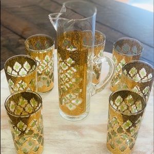 Vintage Culver Valencia pitcher and glasses